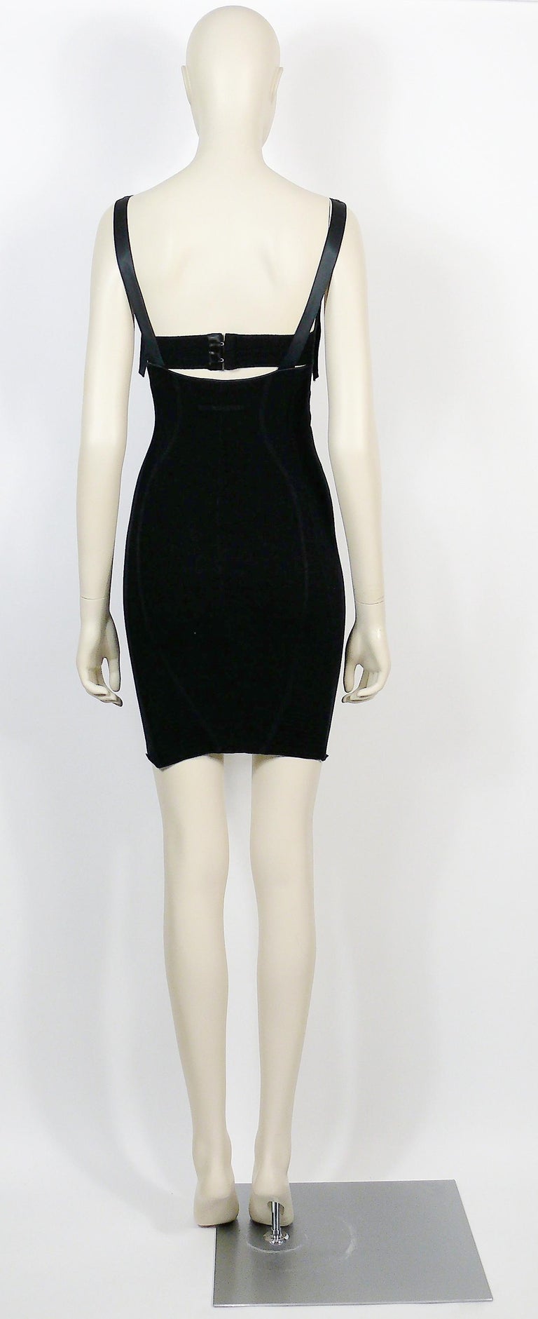 Jean Paul Gaultier Iconic Black Bondage Cone Bra Mini Bodycon Dress Size S  For Sale at 1stDibs | cone bra dress, jean paul gaultier cone dress, jean  paul gaultier bodycon dress
