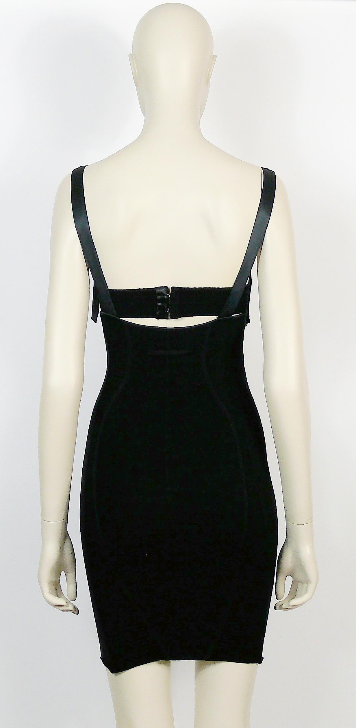 Jean Paul Gaultier Iconic Black Bondage Cone Bra Mini Bodycon Dress Size S For Sale 2