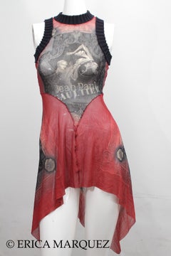 JEAN PAUL GAULTIER, Iconic "S&M" Tattoo Print Stretch Mesh and Knit Dress, 1995