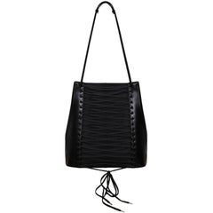 JEAN PAUL GAULTIER Iconic Vintage Black Leather Corset Shoulder Bag