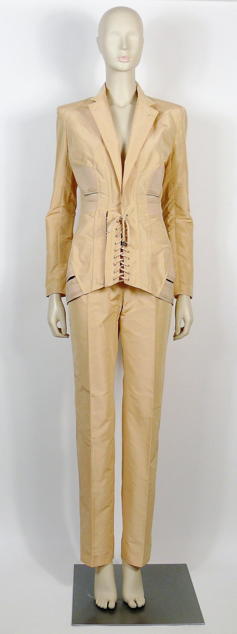 Jean Paul Gaultier Iconic Vintage Peach CorsetInspired Pant Suit USA