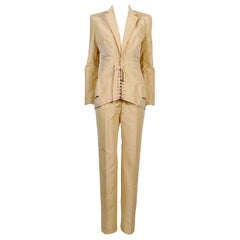 Jean Paul Gaultier Iconic Vintage Peach Corset-Inspired Pant Suit USA Taille 6