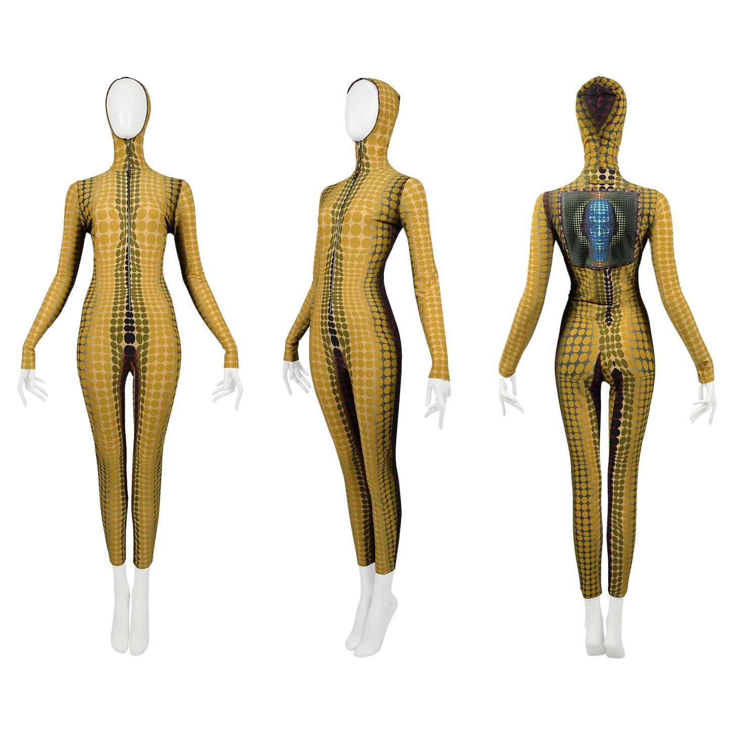 Jean Paul Gaultier Iconic Yellow Dot "Cyber" Jumpsuit 1995 For Sale