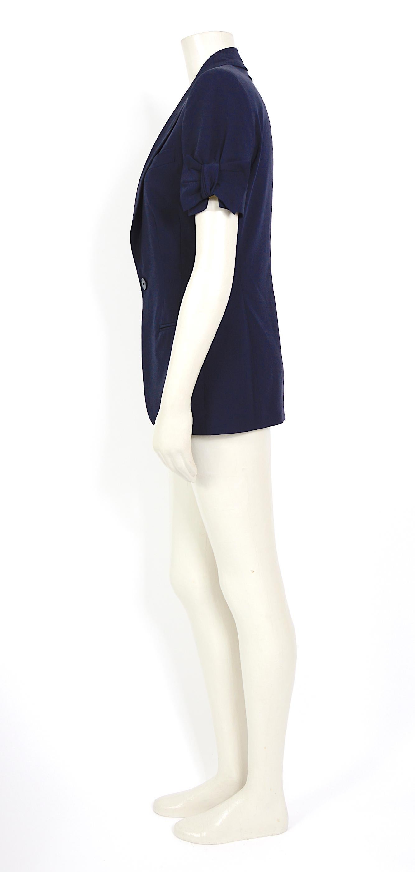 Jean Paul Gaultier iconique vintage bow sleeve navy bleu jacket In Excellent Condition In Antwerp, BE