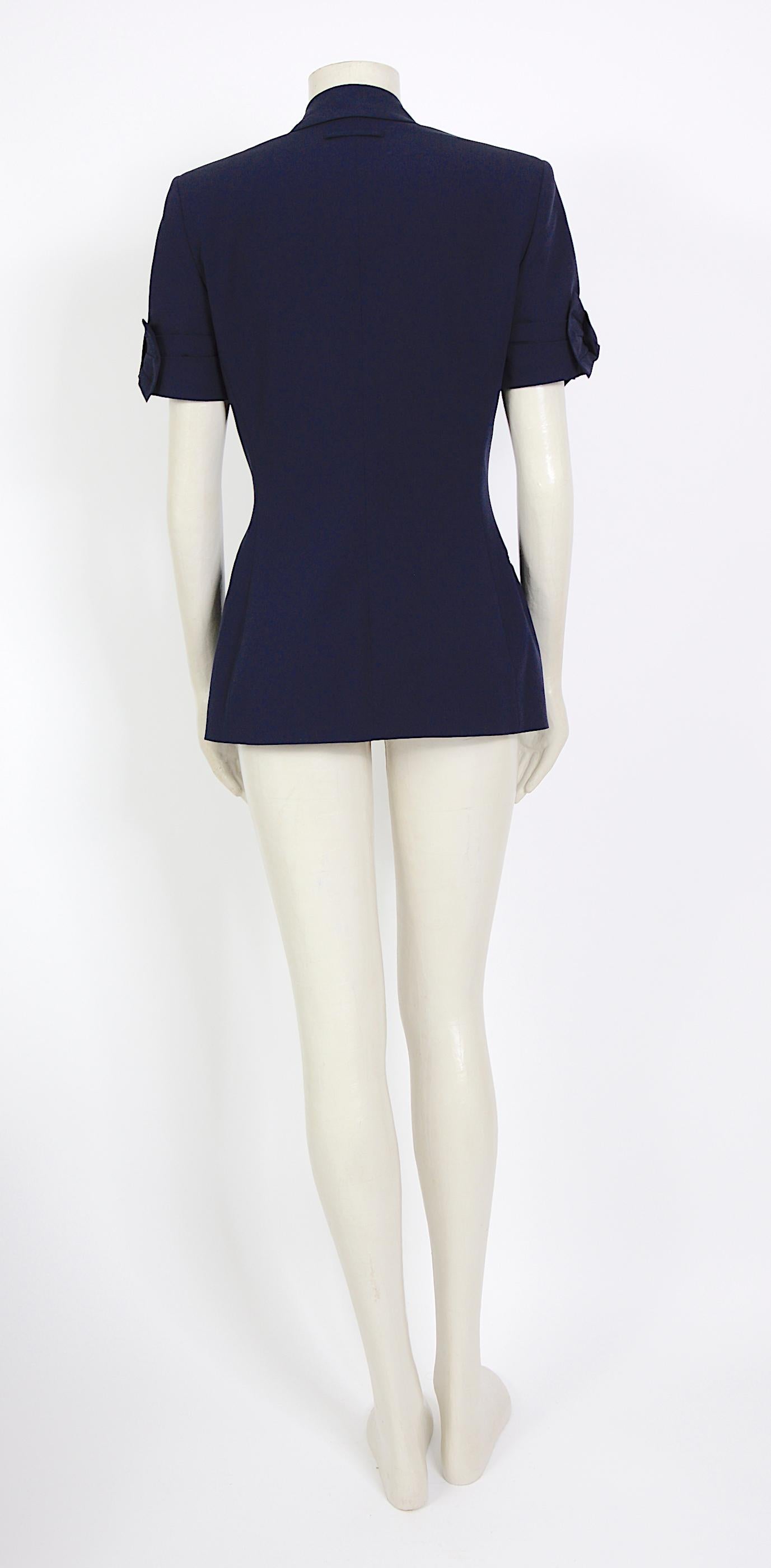 Women's Jean Paul Gaultier iconique vintage bow sleeve navy bleu jacket