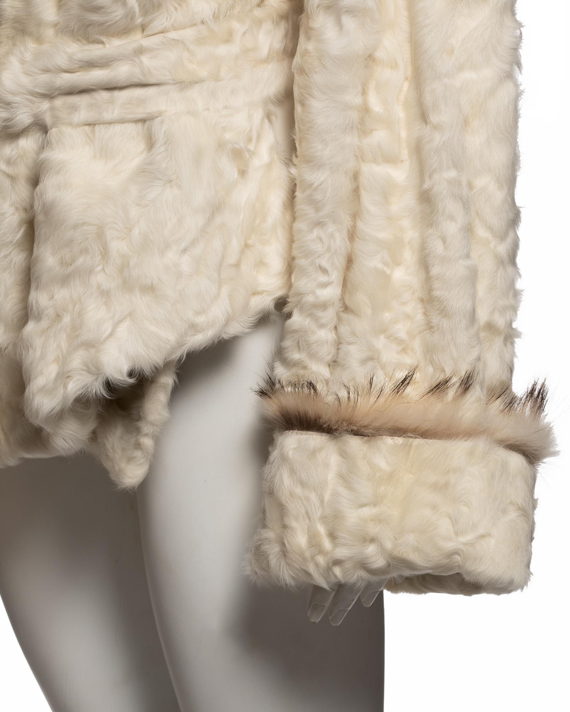 Jean Paul Gaultier Ivory Astrakhan Wrap Jacket with Contrast Fur Trim, FW 2005 For Sale 5
