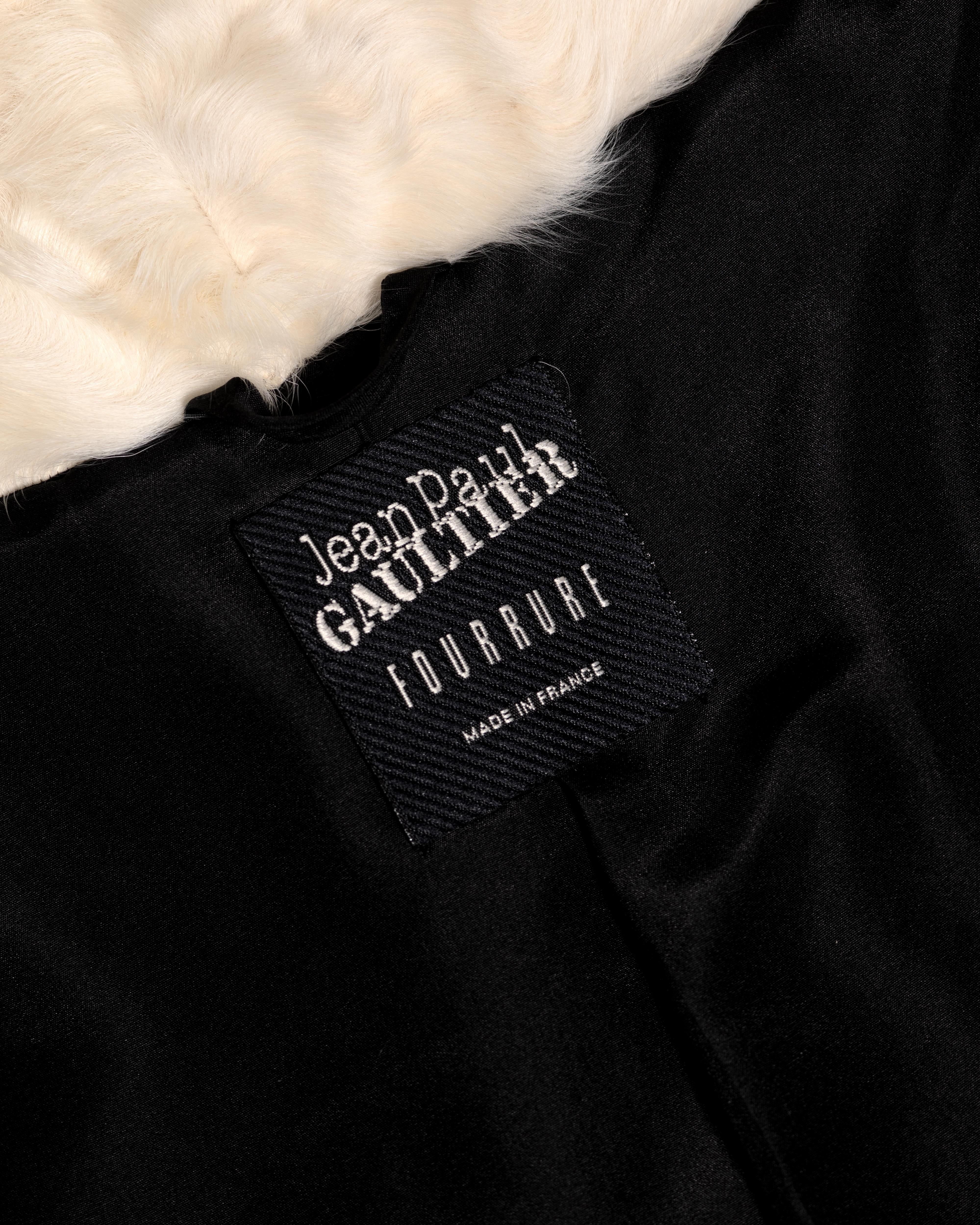 Jean Paul Gaultier Ivory Astrakhan Wrap Jacket with Contrast Fur Trim, FW 2005 For Sale 6