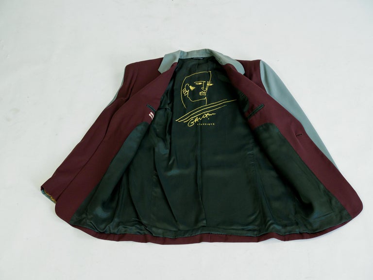 Jean-Paul Gaultier Jacket model 1057 with Cocteau-type effigy Circa 1995 In Good Condition For Sale In Toulon, FR