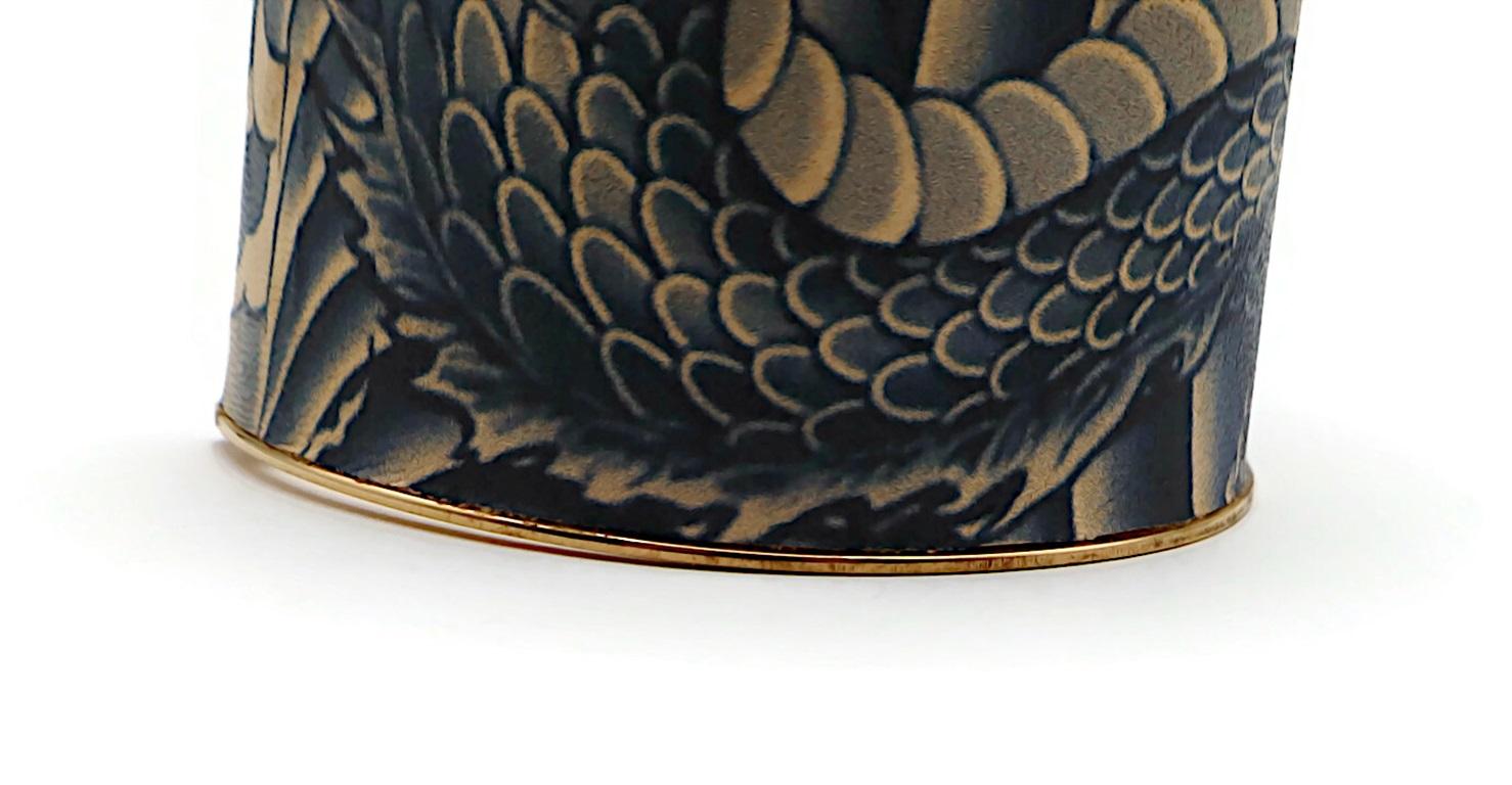 JEAN PAUL GAULTIER Japanese Dragon Tattoo Print Cuff Bracelet 10