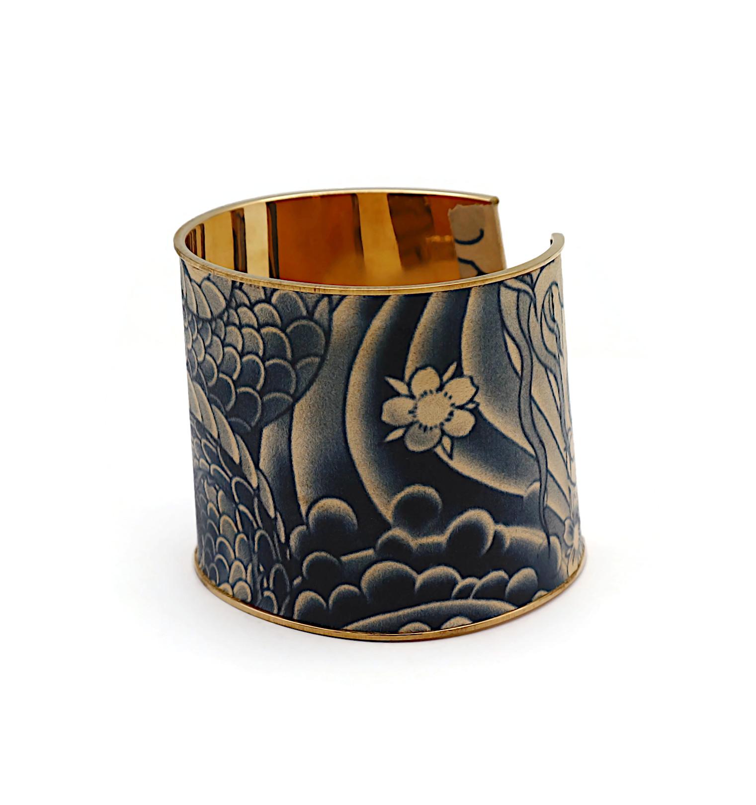 Women's JEAN PAUL GAULTIER Japanese Dragon Tattoo Print Cuff Bracelet
