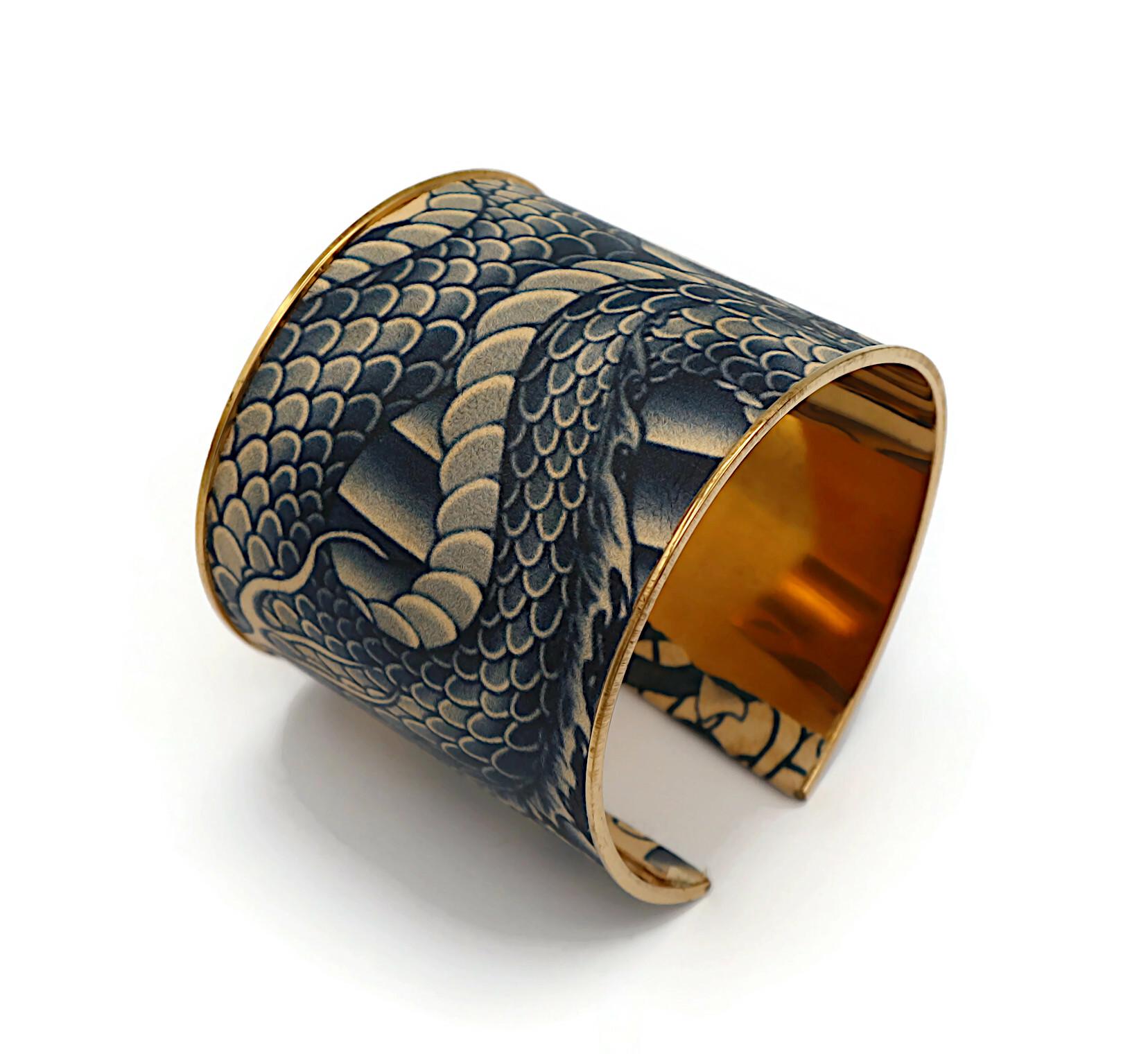 JEAN PAUL GAULTIER Japanese Dragon Tattoo Print Cuff Bracelet 3