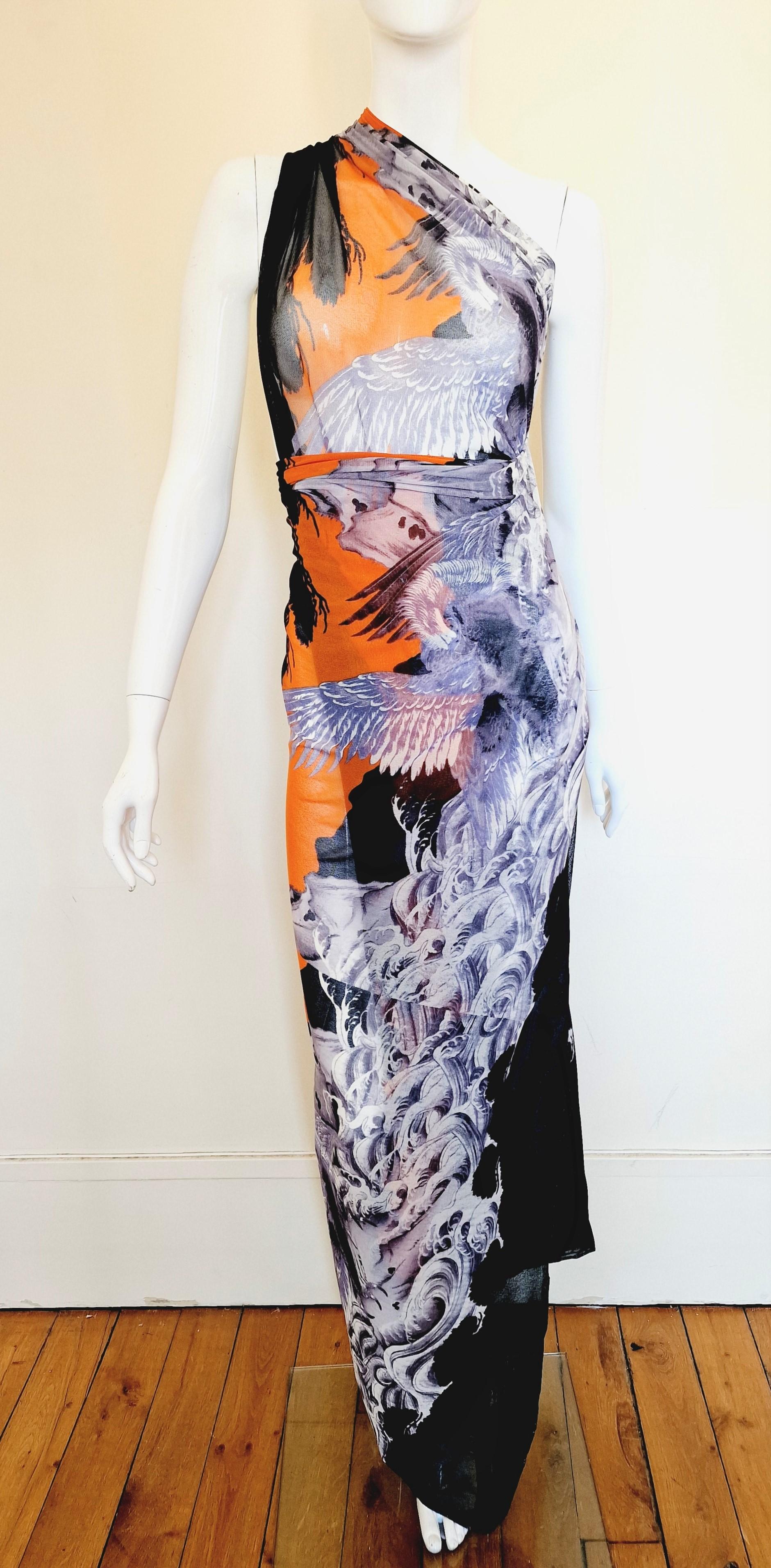 Jean Paul Gaultier Japanese Golden Eagle Koi Fish Mesh Beach Pareo Top Dress For Sale 6