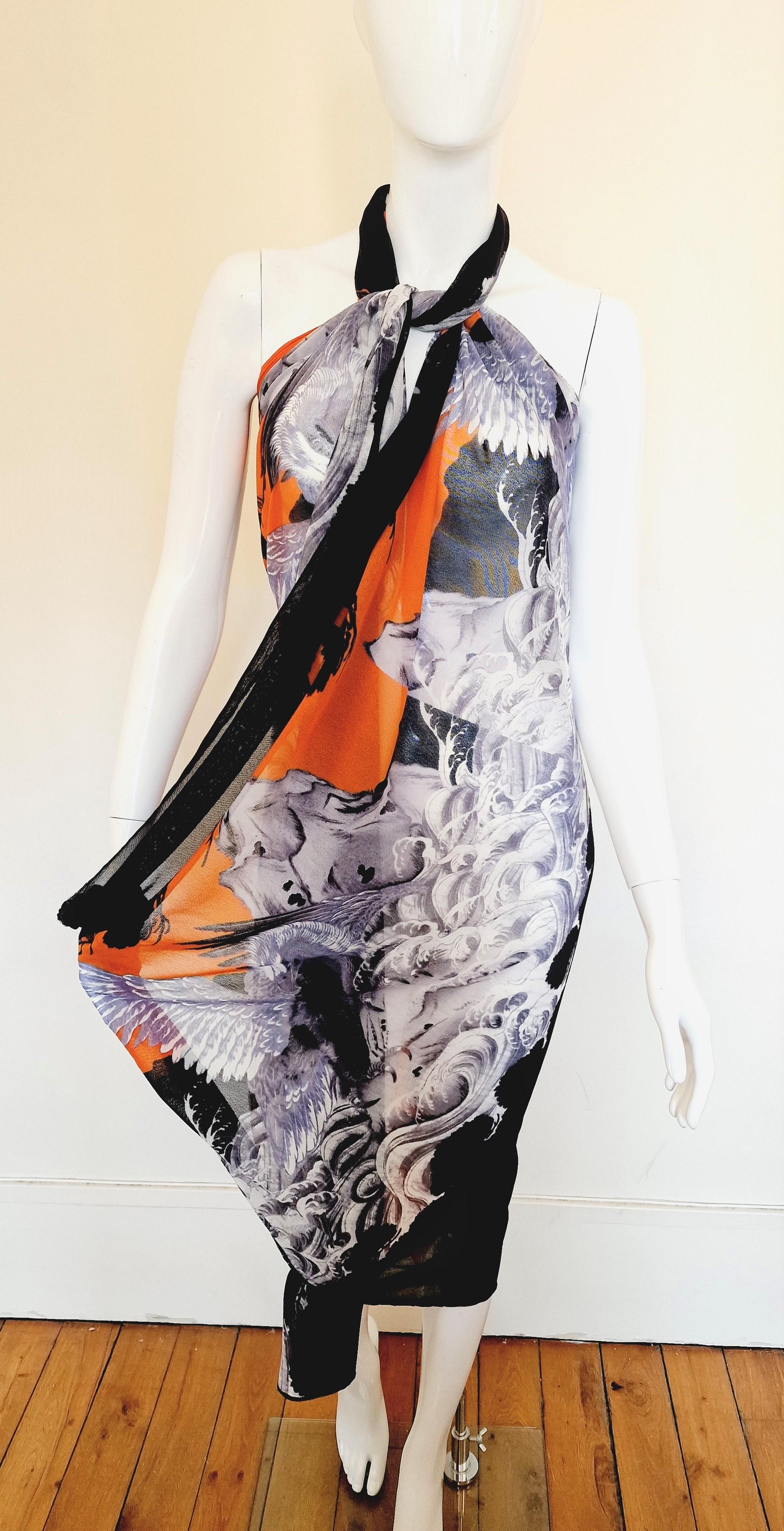 Women's Jean Paul Gaultier Japanese Golden Eagle Koi Fish Mesh Beach Pareo Top Dress For Sale