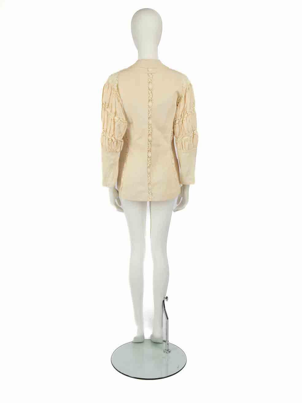 Jean Paul Gaultier Jean Paul Gaultier Femme Beige Lace Trim Blazer Size M In Good Condition For Sale In London, GB