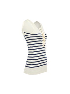 Jean Paul Gaultier Jean Paul Gaultier Matelot Ecru Striped Lace Up Tank Top