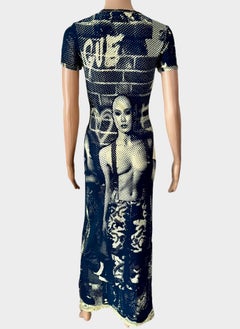 Jean Paul Gaultier Jeans F/W 1997 Vintage "Fight Racism" Bodycon Mesh Maxi Dress