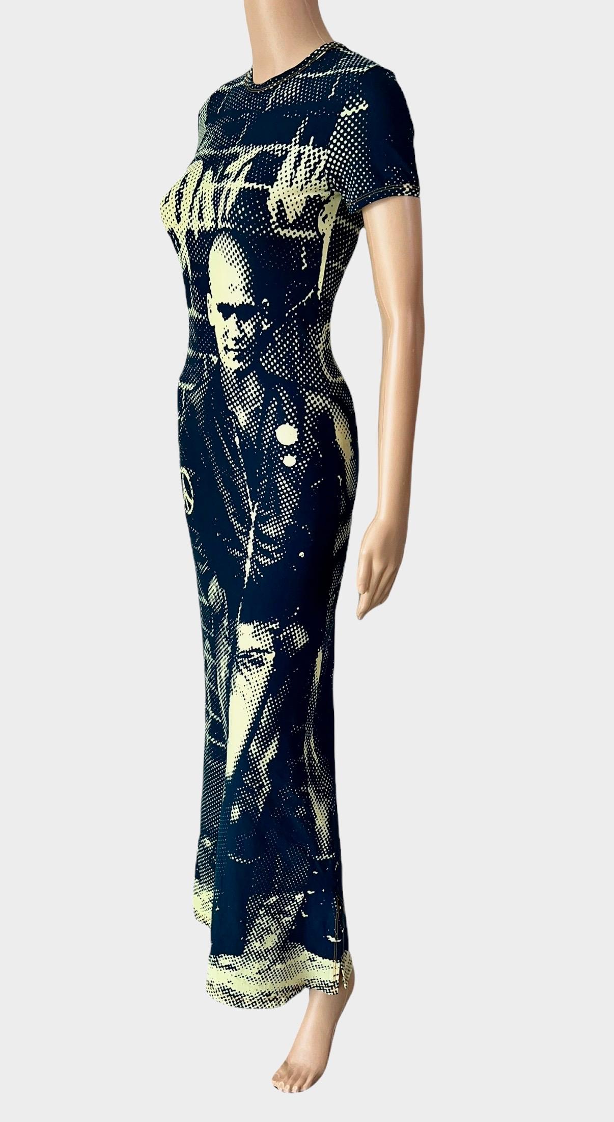  Jean Paul Gaultier - Robe longue en maille moulante « Fight Racism » vintage, automne-hiver 1997 Unisexe 