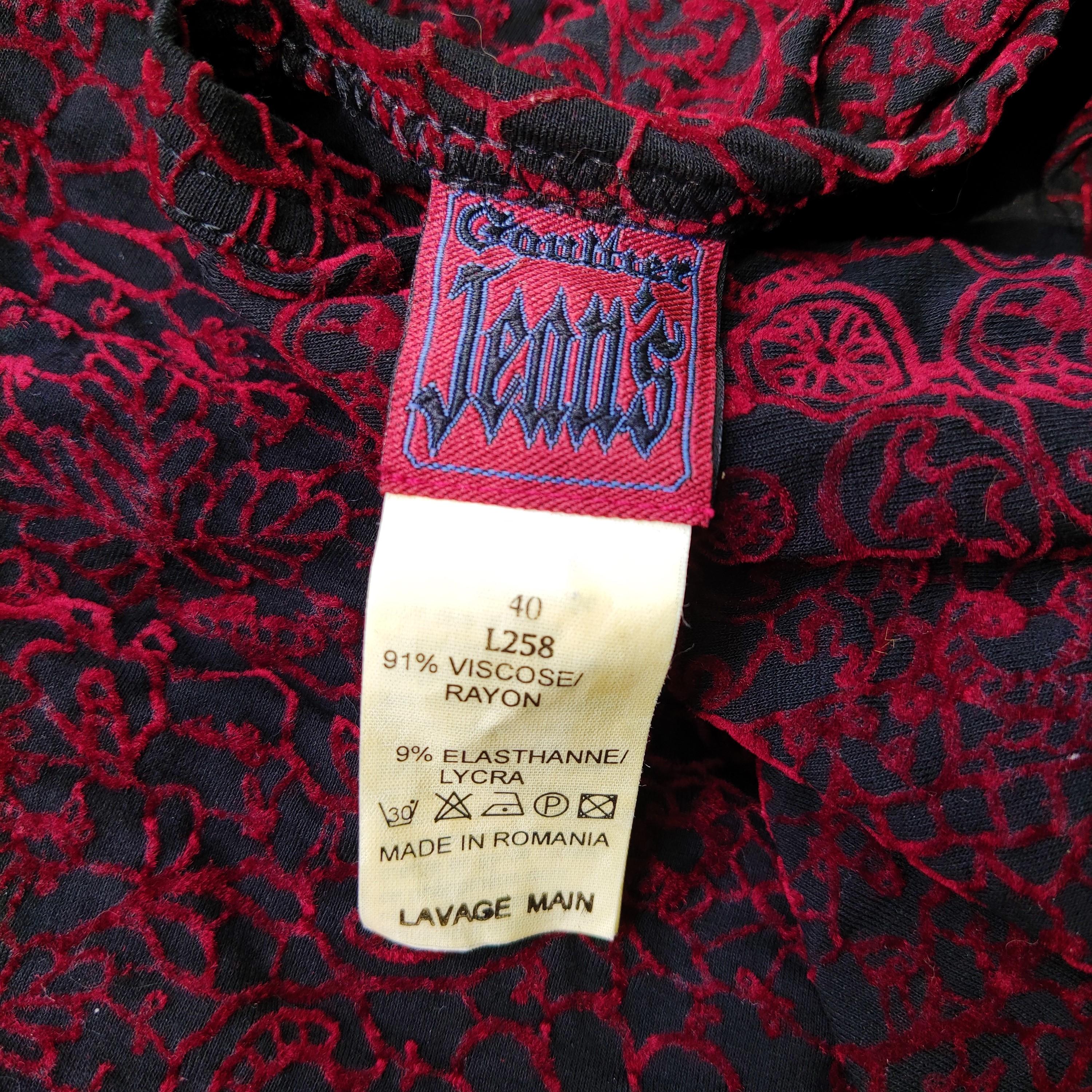Jean Paul Gaultier Jean's Floral Red Black Tattoo Vintage 90s Maxi Long Dress For Sale 9