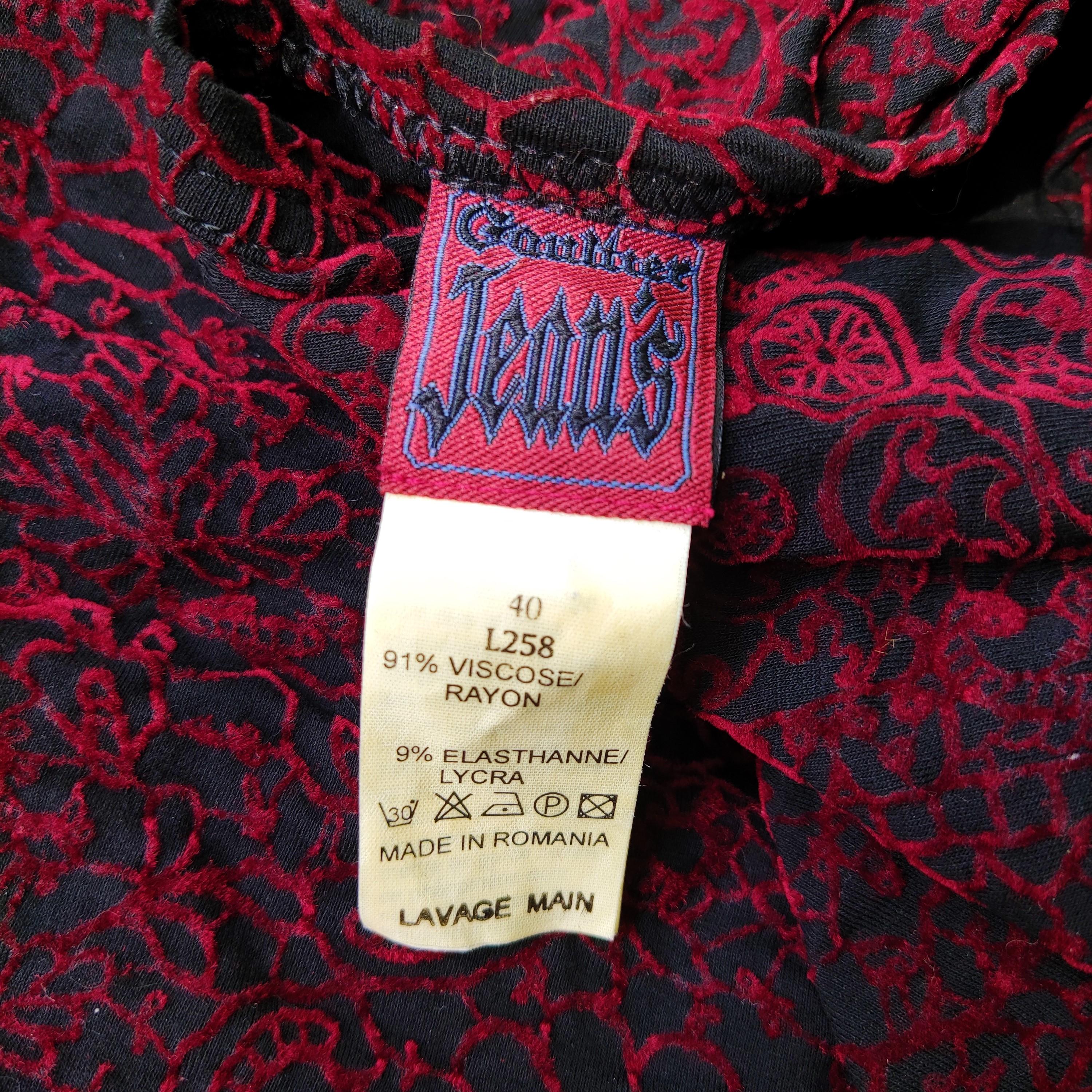 Jean Paul Gaultier Jean's Floral Rojo Negro Tatuaje Vintage Años 90 Maxi Vestido Largo en venta 9