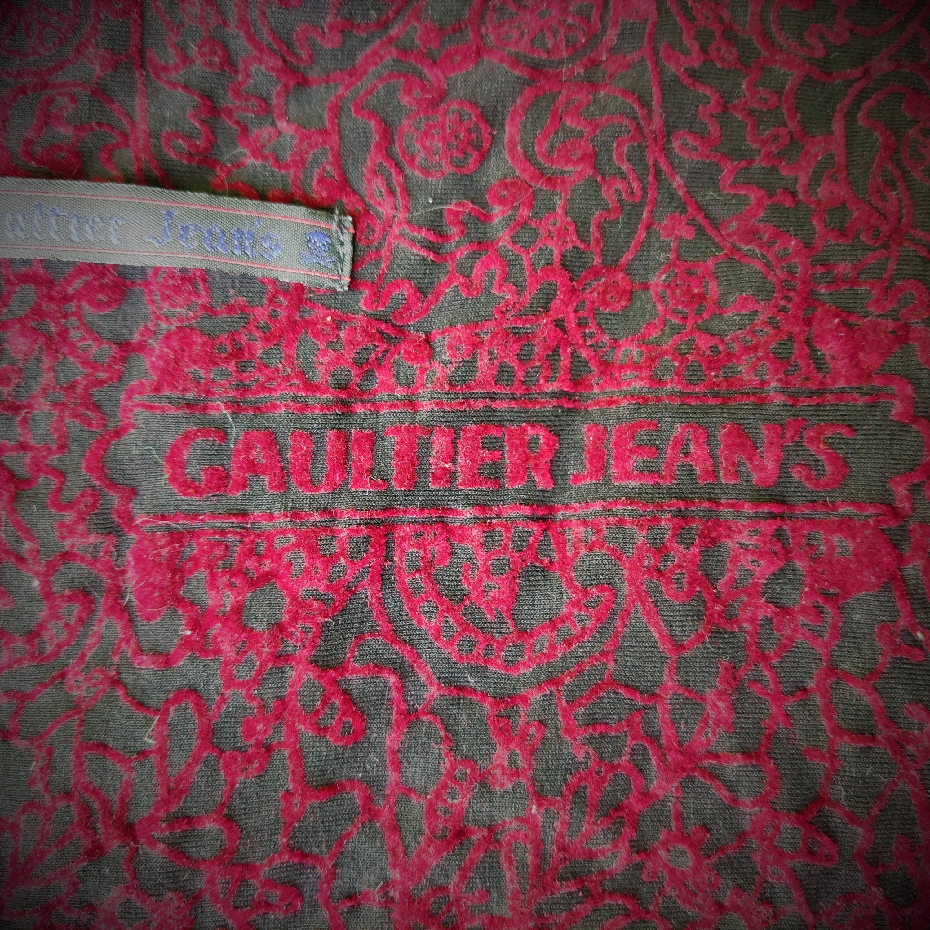 De las mujeres Jean Paul Gaultier Jean's Floral Rojo Negro Tatuaje Vintage Años 90 Maxi Vestido Largo en venta