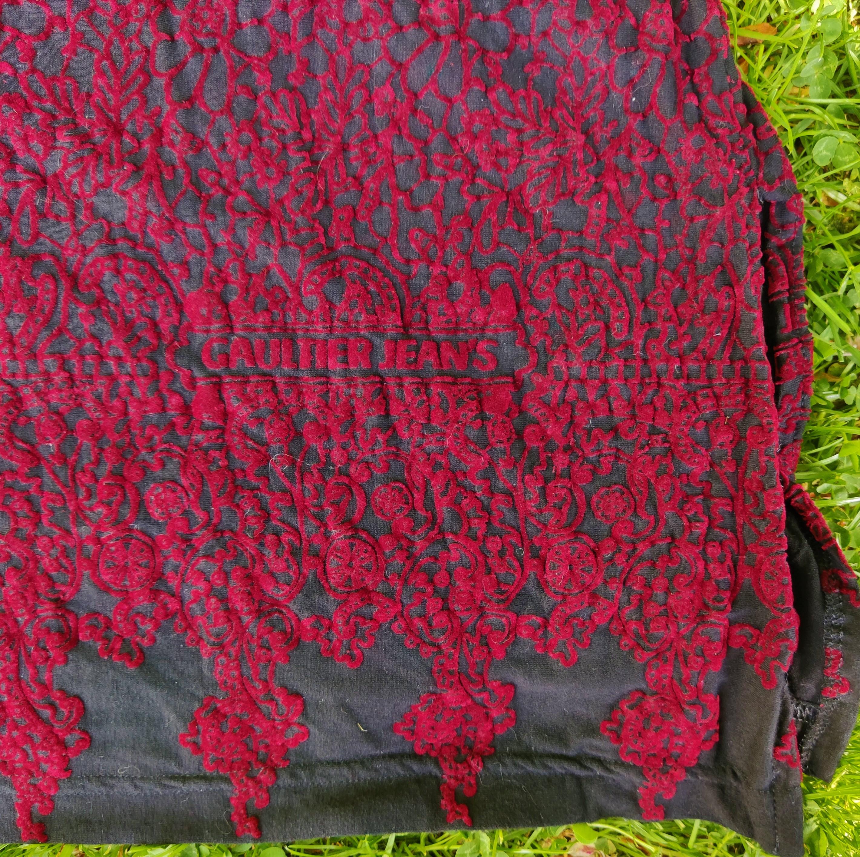 Jean Paul Gaultier Jean's Floral Rojo Negro Tatuaje Vintage Años 90 Maxi Vestido Largo en venta 1