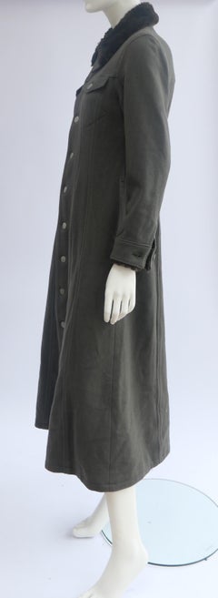 Jean Paul Gaultier Jeans Long Khaki Coat With Fur Collar