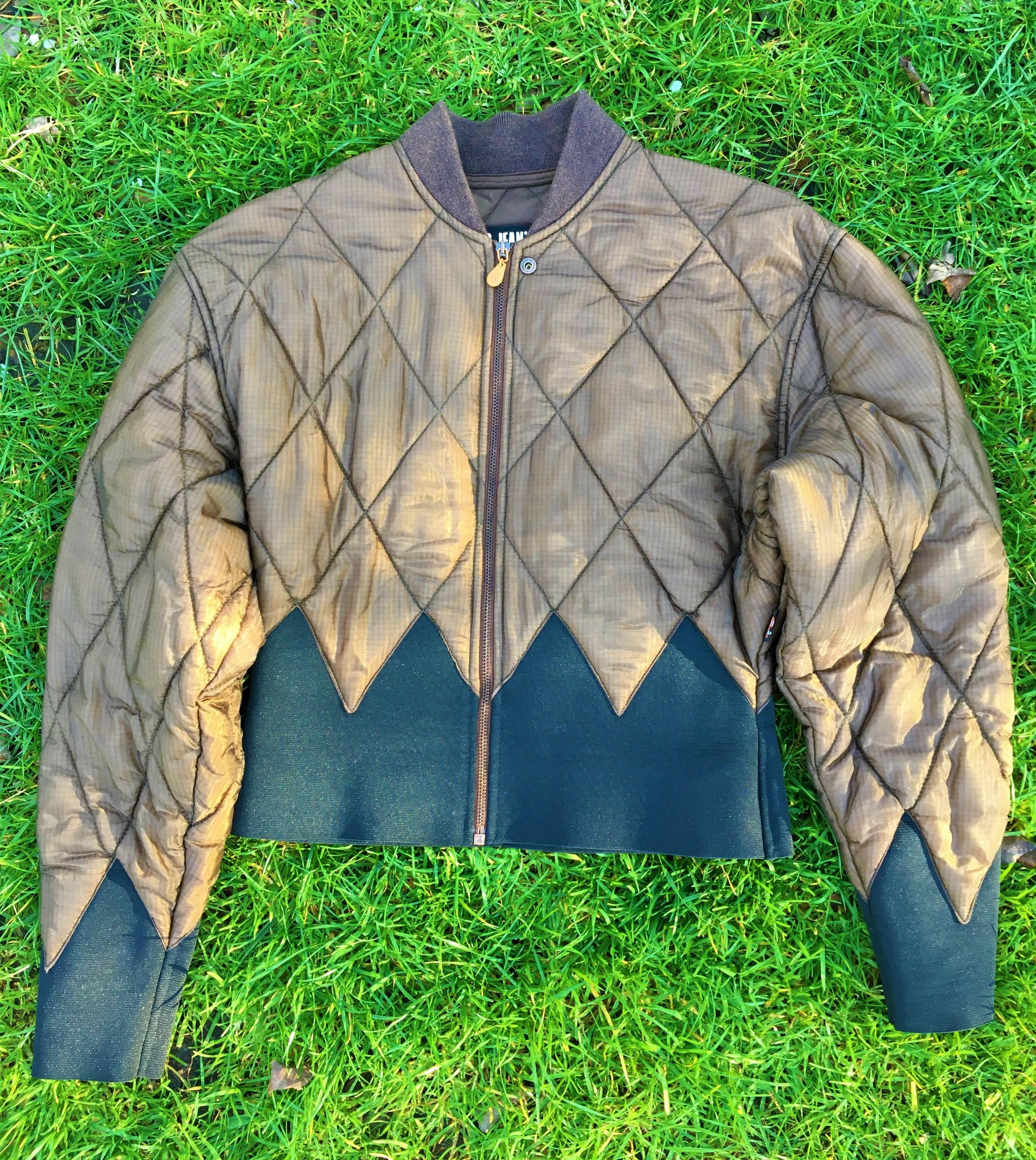 Gris Jean Paul Gaultier Jeans OD Green Manteau Bomber Fly Liner Vintage Jacket en vente