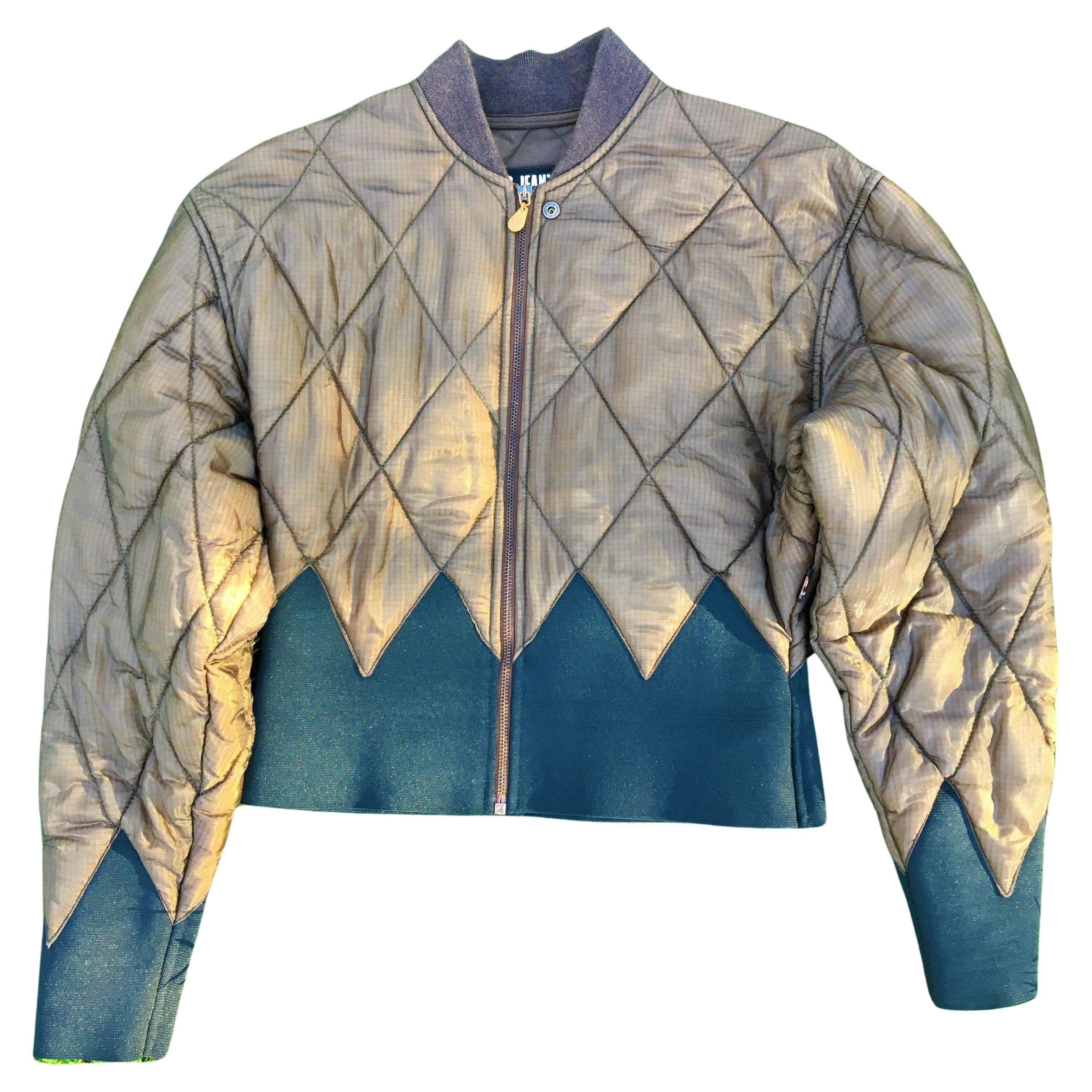 Jean Paul Gaultier Jeans OD Green Manteau Bomber Fly Liner Vintage Jacket