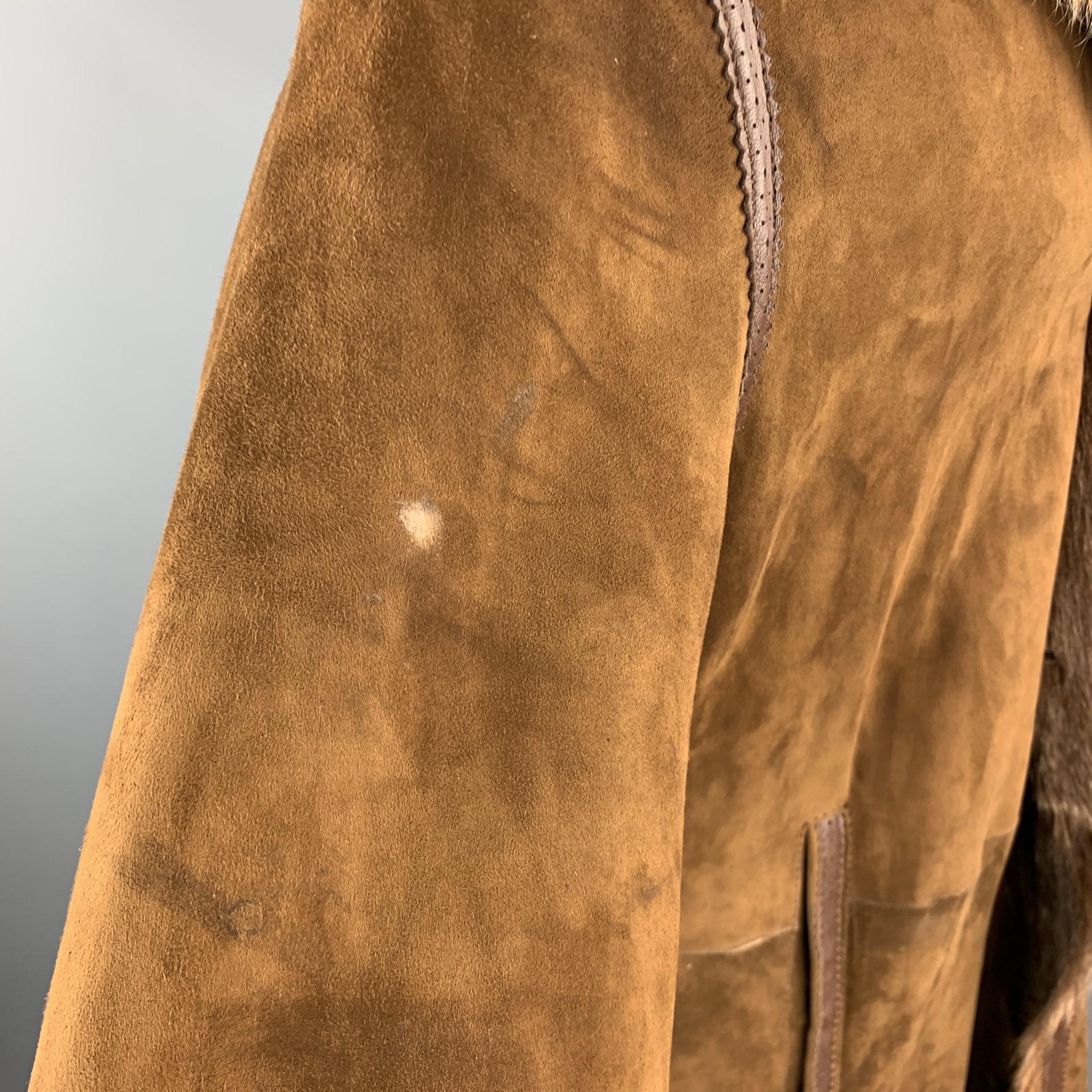 Women's or Men's JEAN PAUL GAULTIER JEANS Size 40 Brown Fur & Suede Bull Patch Coat