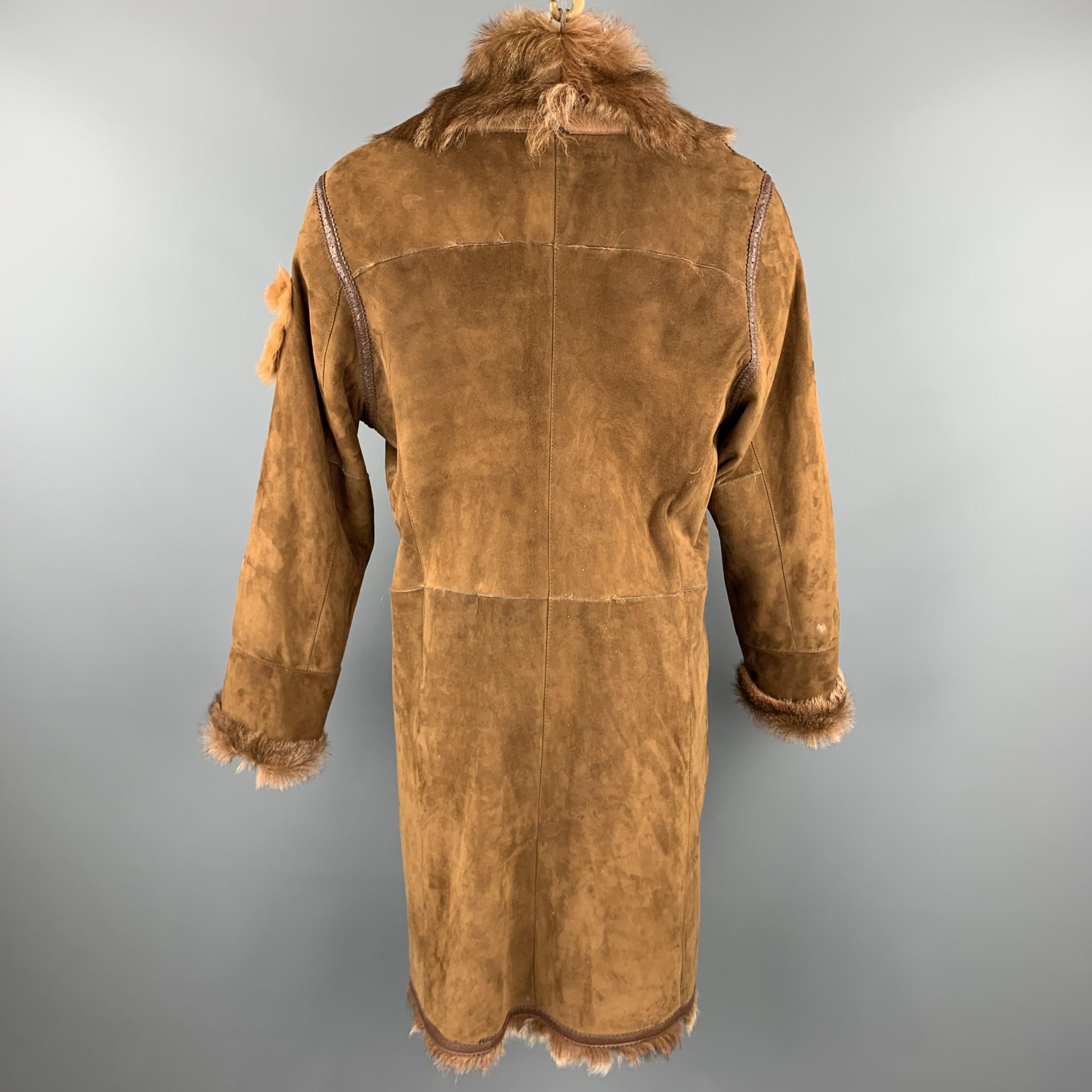 JEAN PAUL GAULTIER JEANS Size 40 Brown Fur & Suede Bull Patch Coat 2