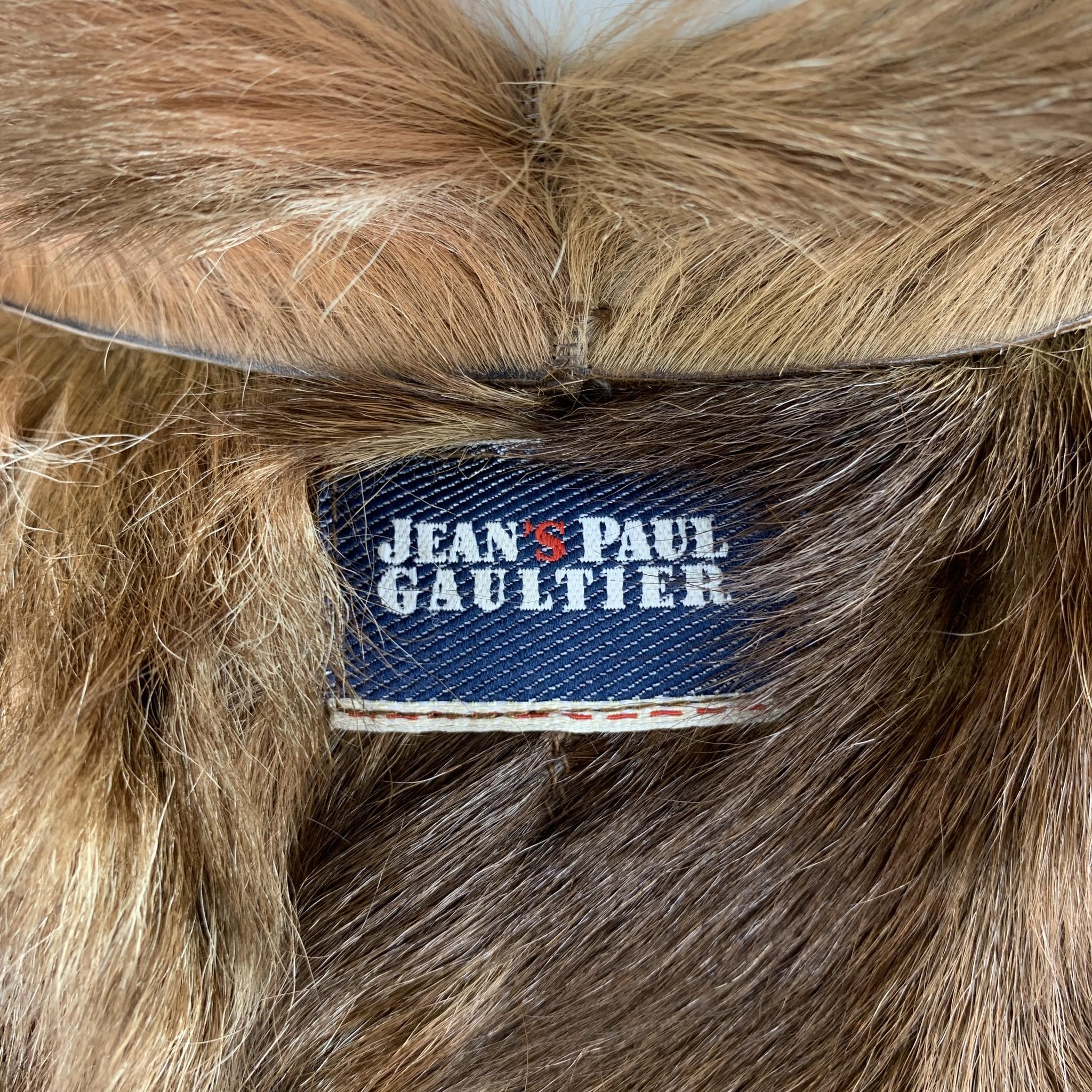 JEAN PAUL GAULTIER JEANS Size 40 Brown Fur & Suede Bull Patch Coat 4