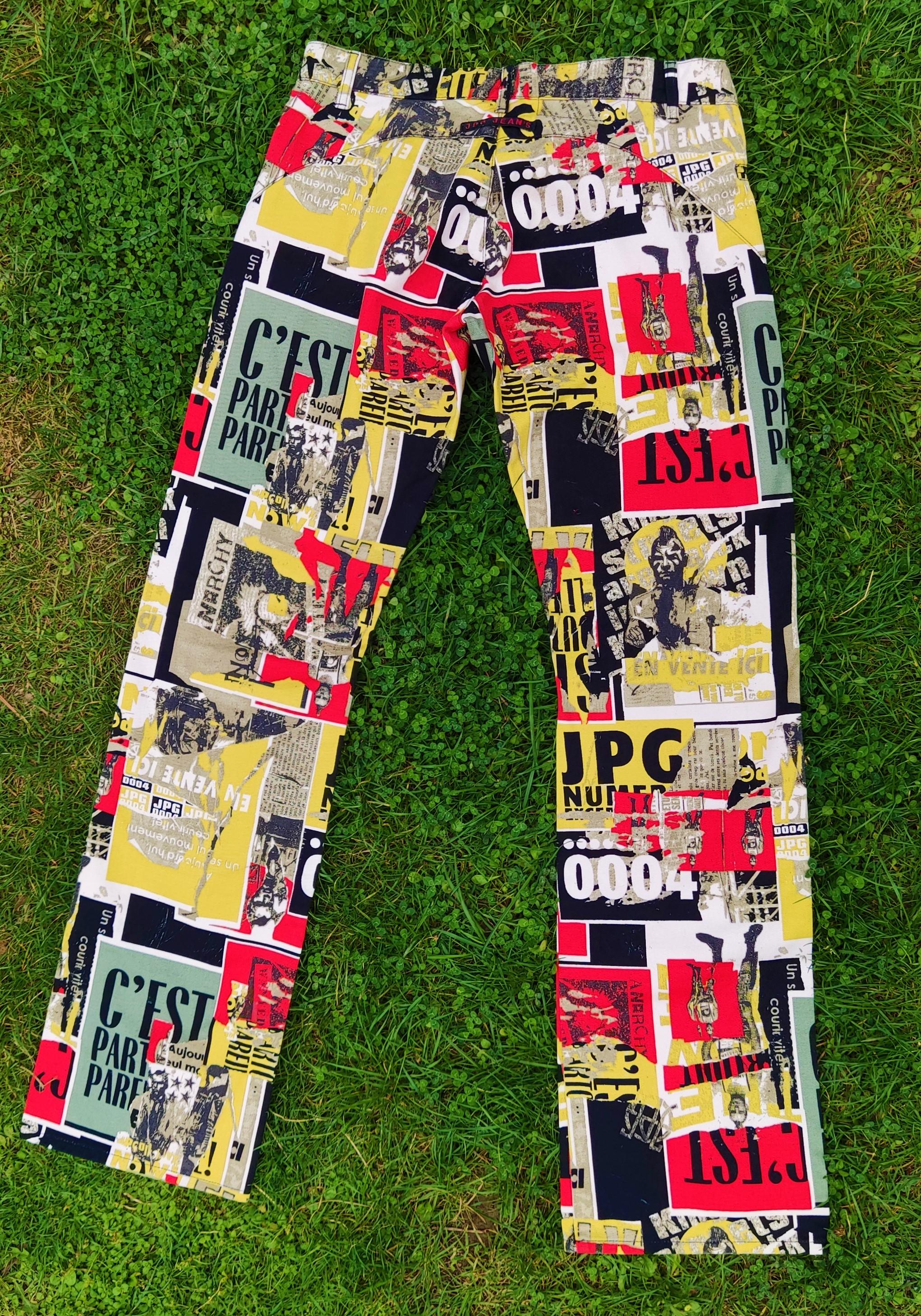 Jean Paul Gaultier Jeans Vintage Anarchy Fight Racism Punk 90s Trousers Pants For Sale 7