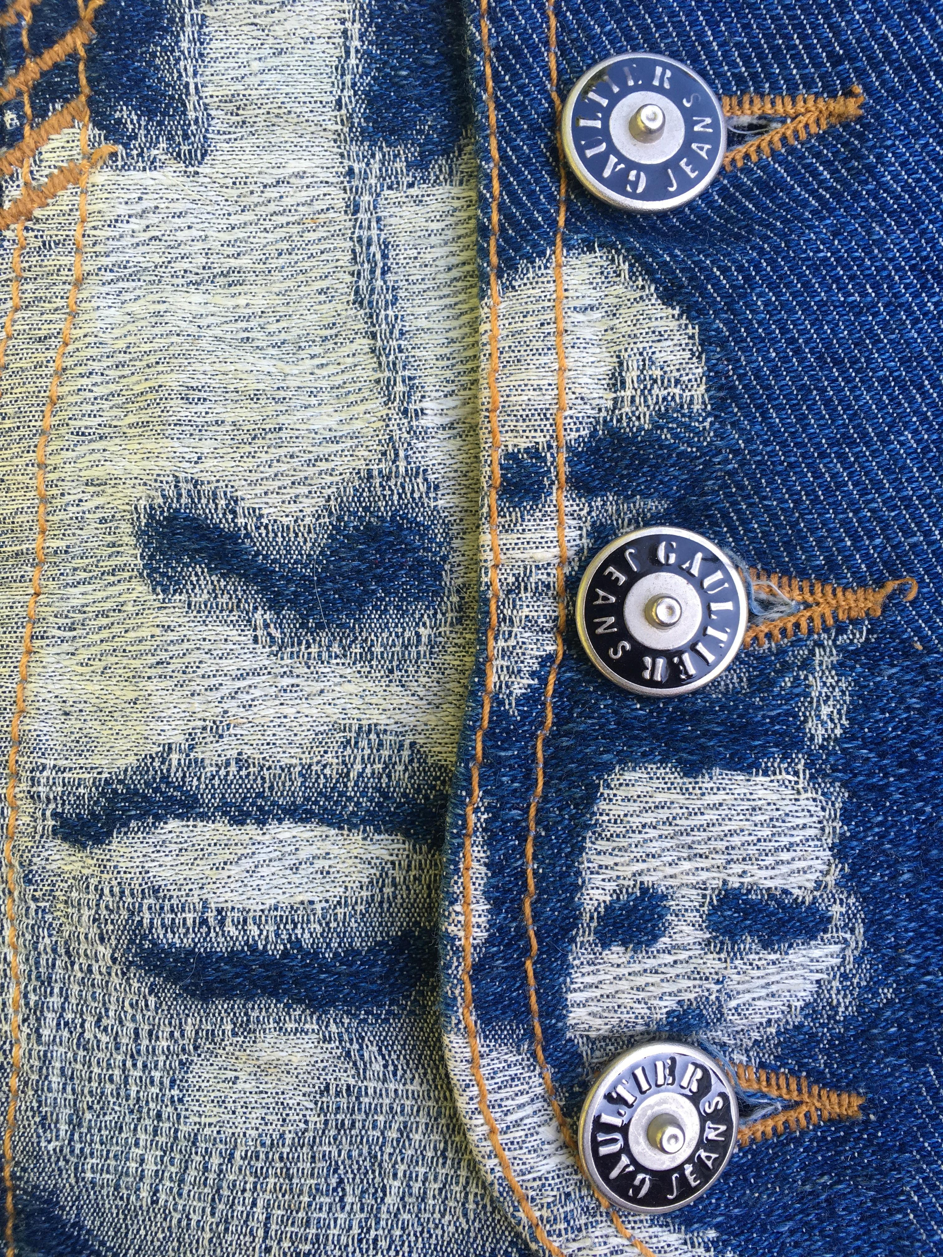 Jean Paul Gaultier Jeans Vintage Face Jacquard Denim Punk 1992 Fight Racism Vest 1