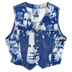 Jean Paul Gaultier Jeans Vintage Face Jacquard Denim Punk 1992 Fight Racism Vest