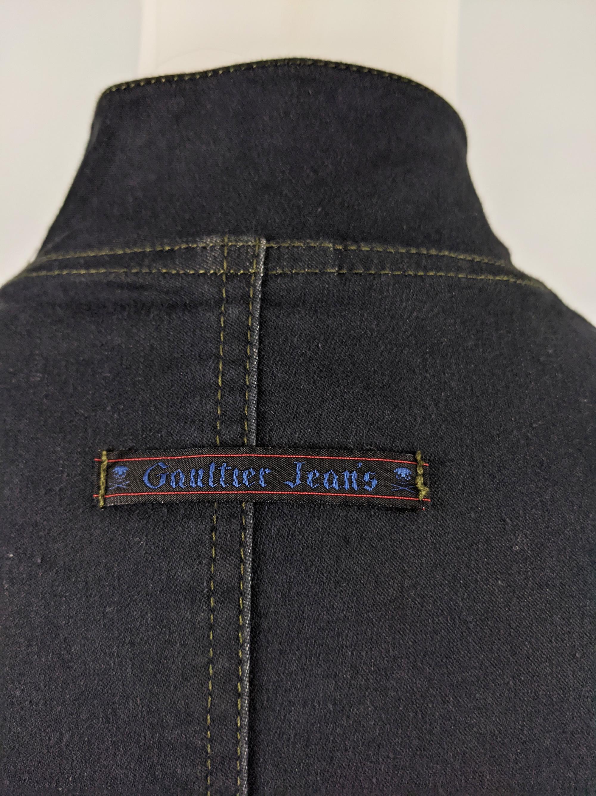 Jean Paul Gaultier Jeans Vintage Mock Neck Stretch Denim Minimalist Dress, 1990s 4