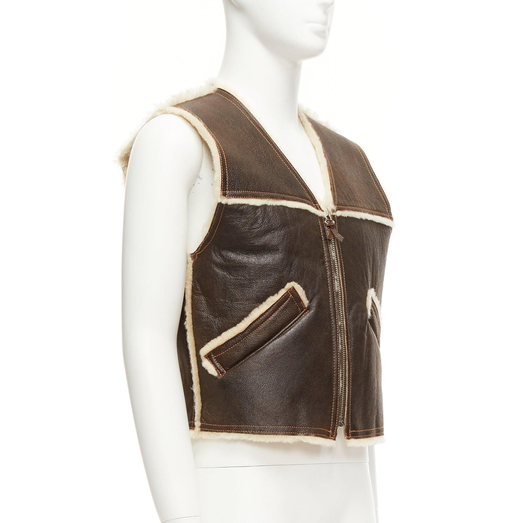 Nero JEAN Paul Gaultier Jeans Giacca vintage in shearling con logo e zip FR42 XXS in vendita