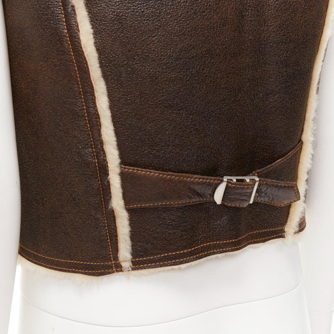 JEAN PAUL GAULTIER JEANS Vintage shearling lined logo zip vest jacket FR42 XXS For Sale 3