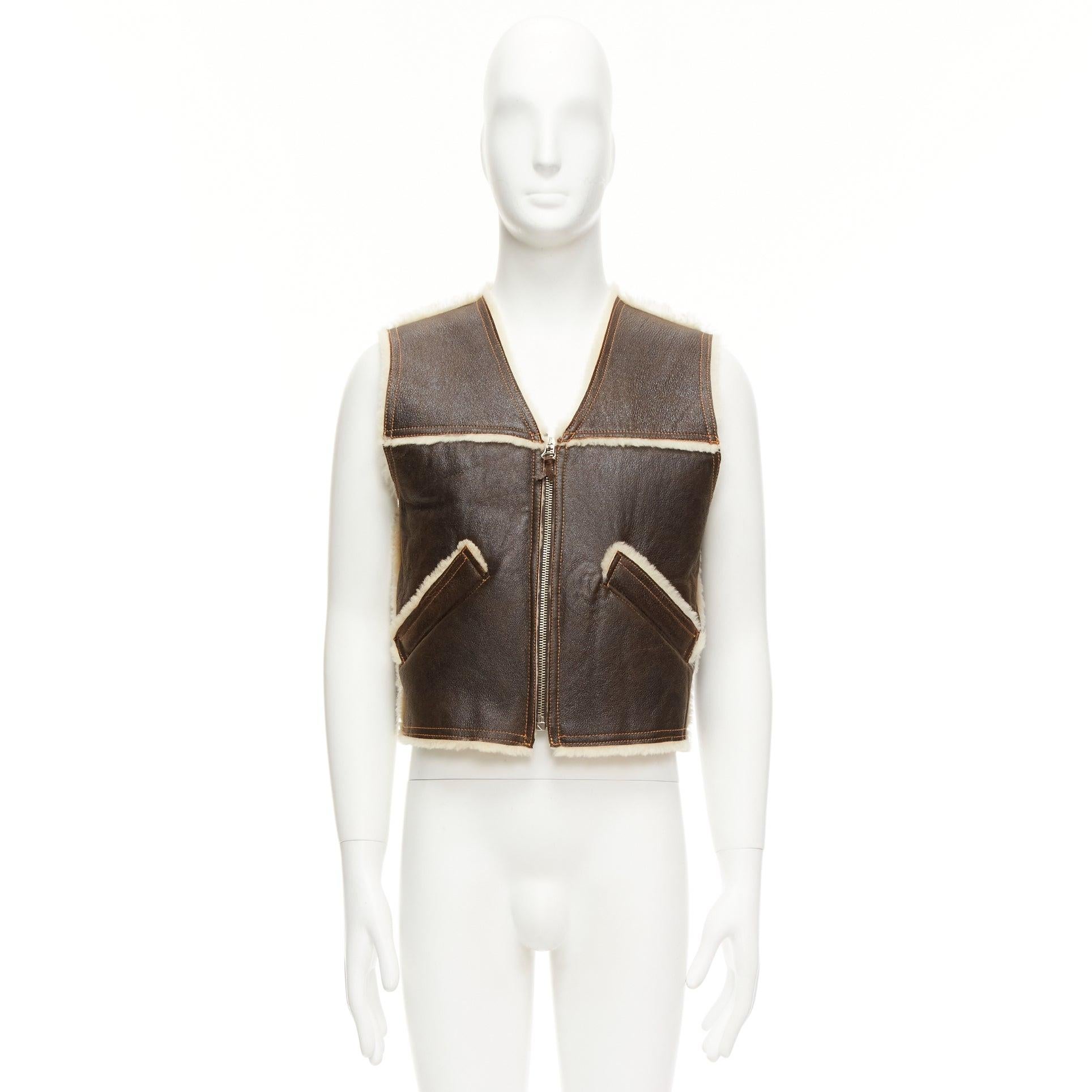 JEAN Paul Gaultier Jeans Giacca vintage in shearling con logo e zip FR42 XXS in vendita 4