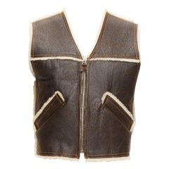JEAN PAUL GAULTIER JEANS Veste vintage en shearling avec logo et fermeture éclair FR42 XXS