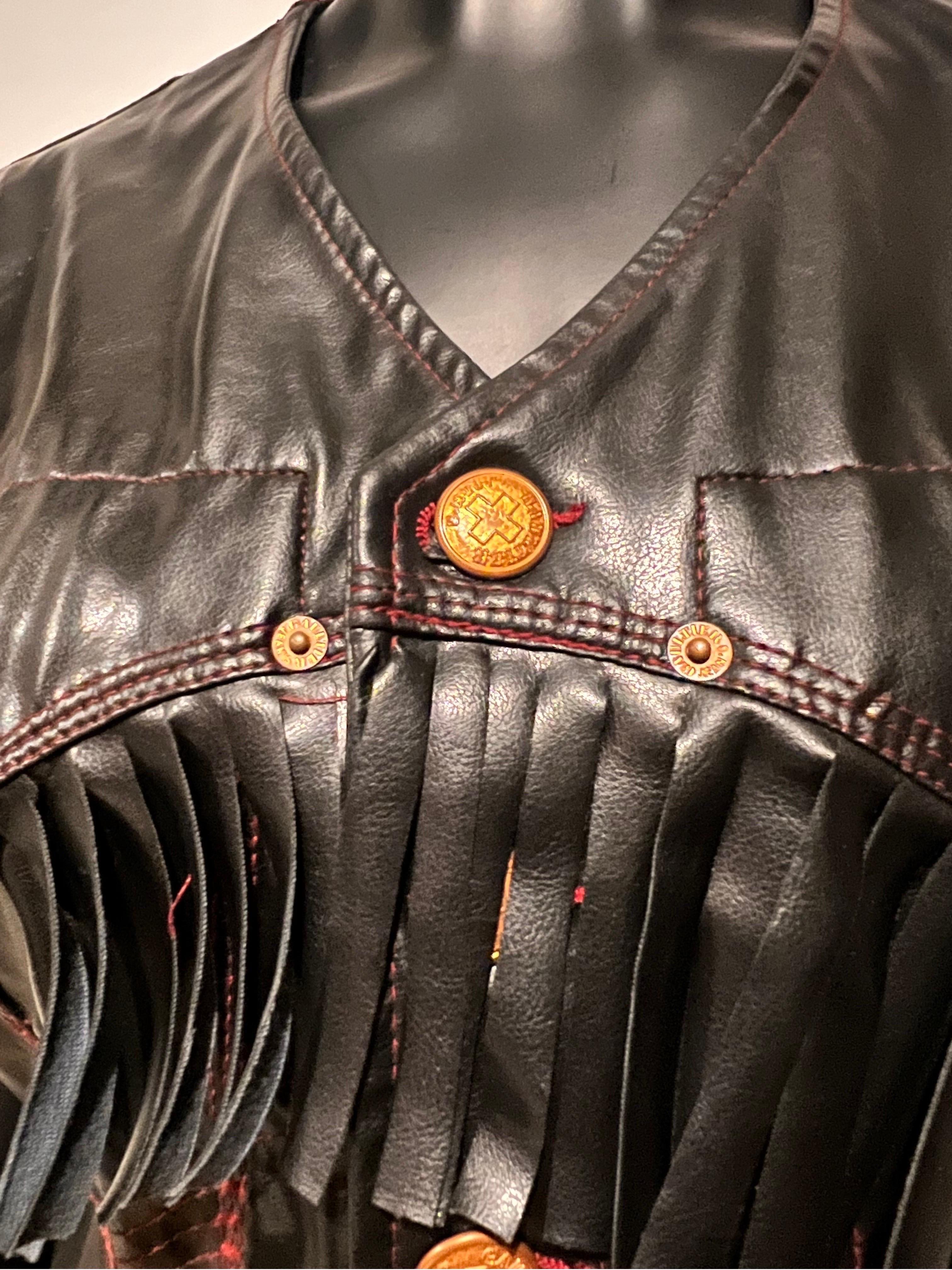Jean Paul GAULTIER JEANS vinyl fringed ‘Cowboy Jeans & Vest’ ensemble  For Sale 1
