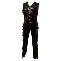 Jean Paul GAULTIER JEANS vinyl fringed ‘Cowboy Jeans & Vest’ ensemble
