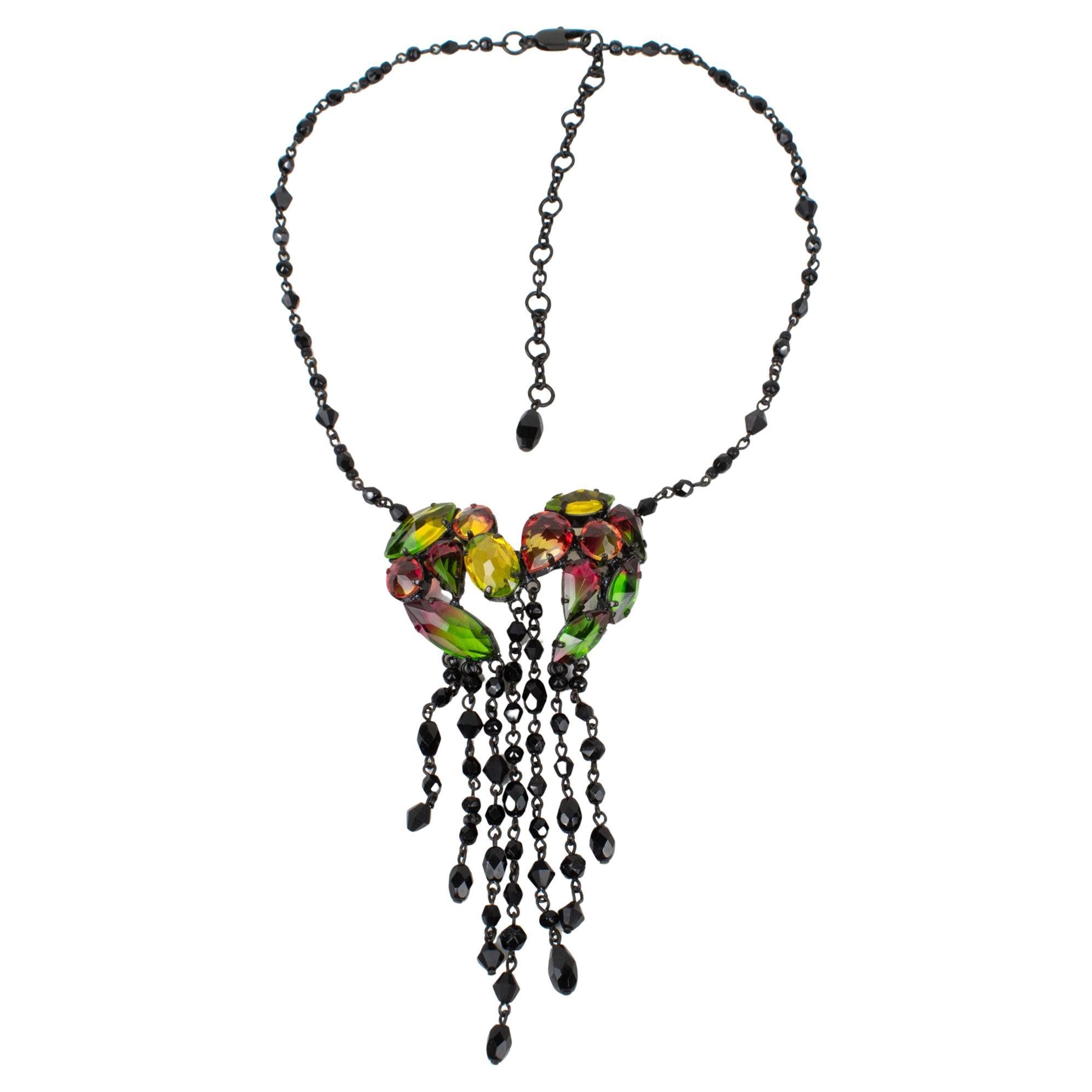 Jean Paul Gaultier Jeweled Chain Necklace with Victorian-Inspired Pendant