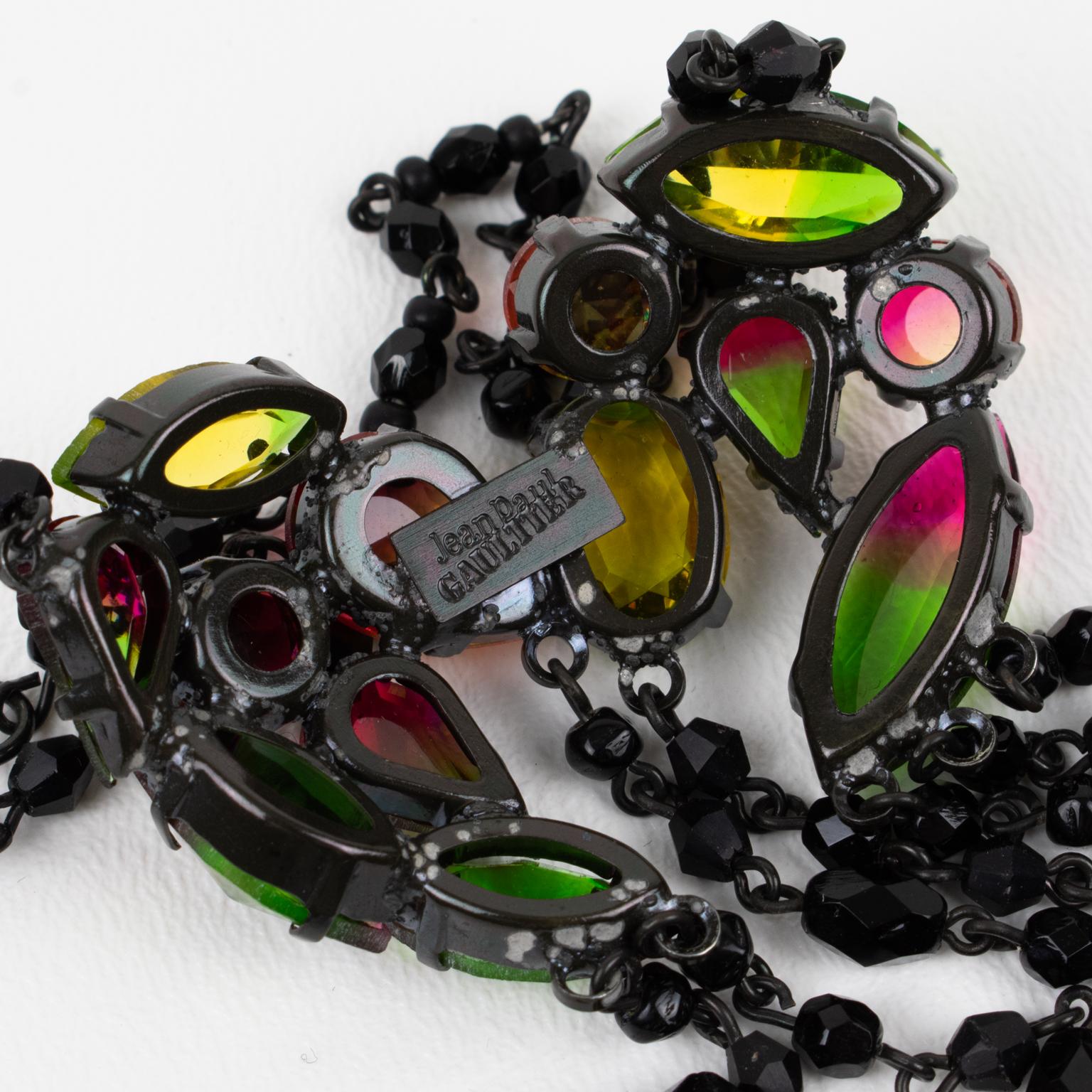 Jean Paul Gaultier Jeweled Chain Necklace with Victorian Pendant For Sale 4