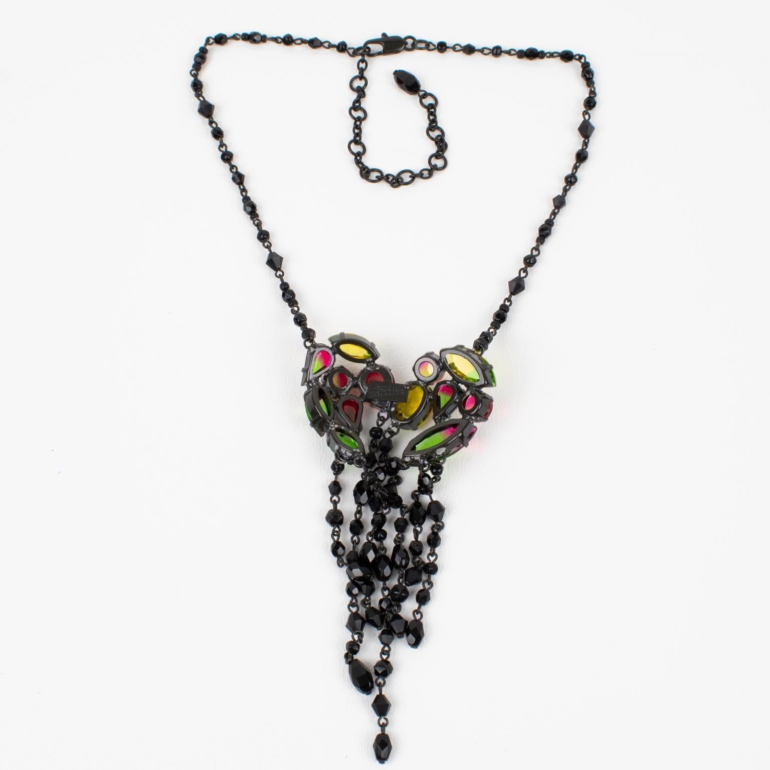 Jean Paul Gaultier Jeweled Chain Necklace with Victorian Pendant For Sale 1
