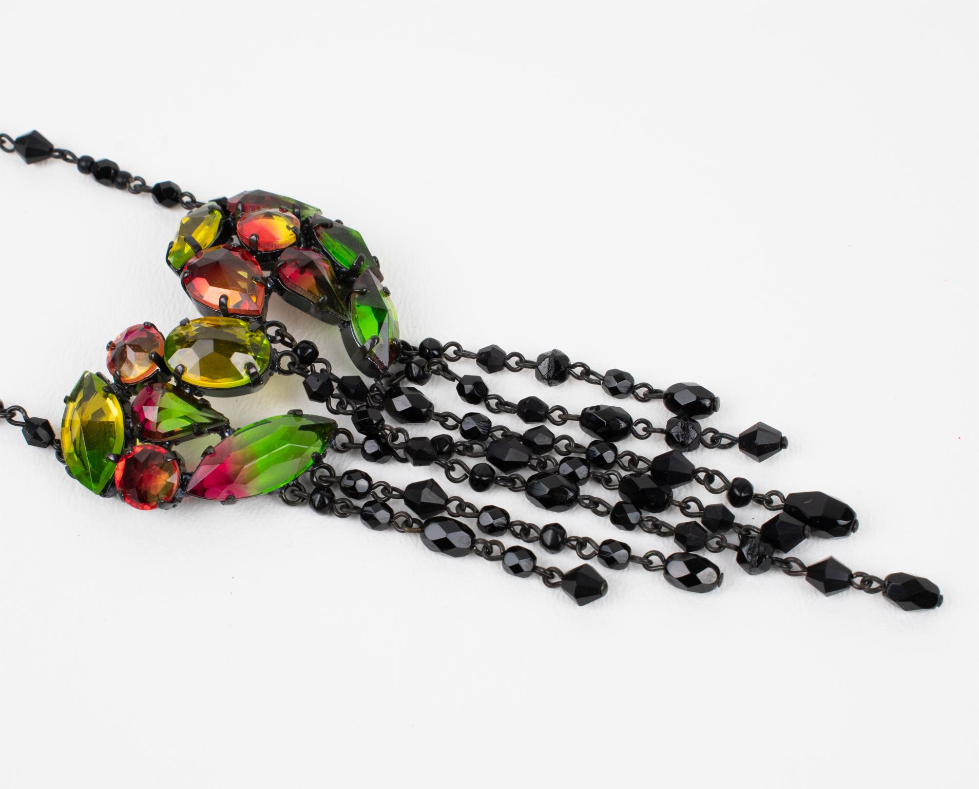 Women's or Men's Jean Paul Gaultier Jeweled Chain Necklace with Victorian Pendant For Sale