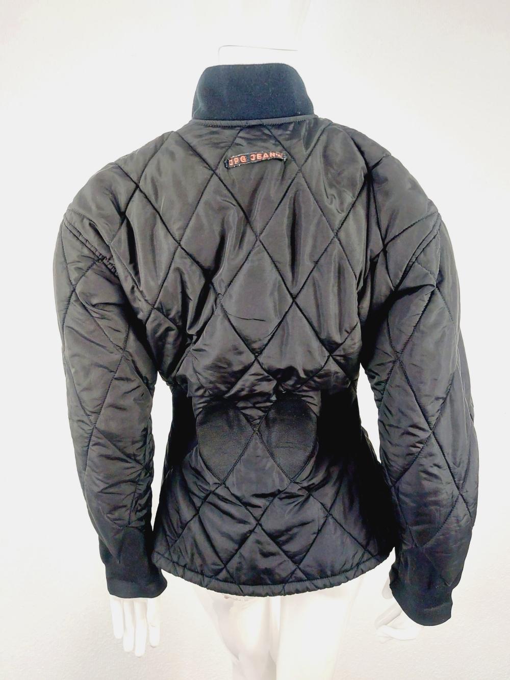 Jean Paul Gaultier JPG Black Bomber Fly Quilted Pilot Wasp Tab Waist Jacket For Sale 3