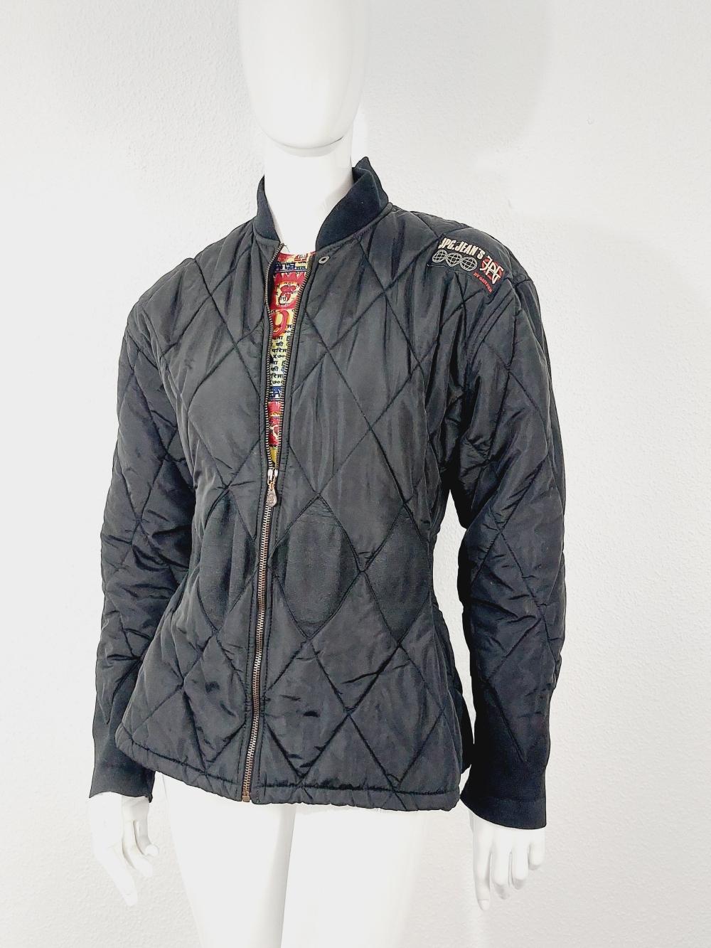 Jean Paul Gaultier JPG Black Bomber Fly Quilted Pilot Wasp Tab Waist Jacket For Sale 5