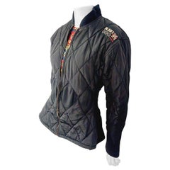 Jean Paul Gaultier JPG Black Bomber Fly Quilted Pilot Wasp Tab Waist Jacket