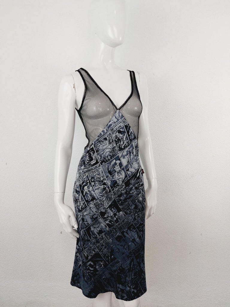 Jean Paul Gaultier JPG F/W 1995 Safe Sex Forever Comic Net Kinky Mesh Dress  For Sale at 1stDibs