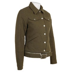 Jean Paul Gaultier JPG Jean's Olive Wool Moto Jacket, Made in Italy - 1990er Jahre